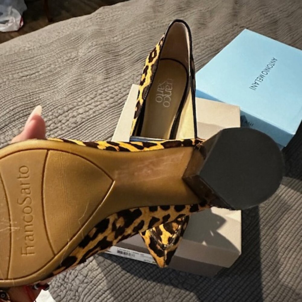 Chunky heal, camel hair, animal print,Size 5.5